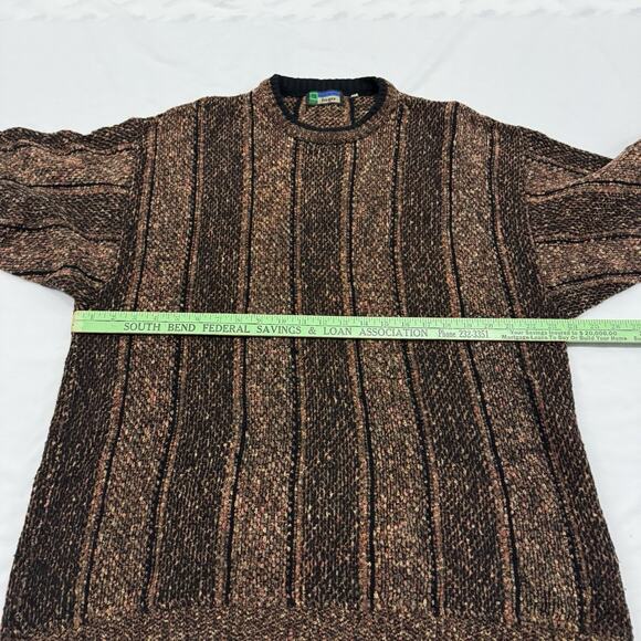 Vintage Wool Blend Grandpa Fisherman Sweater Made in Italy Brown Orange Large/XL - Picture 6 of 9